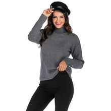 New Fashion Women Loose Knitted Sweater Autumn Winter Warm High Collar Pullover Ladies Grey Long Sleeve Casaul Basic Clothes New Fashion Women Loose Knitted Sweater Autumn Winter Warm High Collar Pullover Ladies Grey Long Sleeve Casaul Basic Clothes