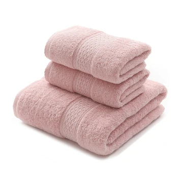 

3pcs set Cotton Towels Solid color Skin-Friendly Absorbent Bath Towel Not Easy to Fade Used for Washing Face and Hands and Body