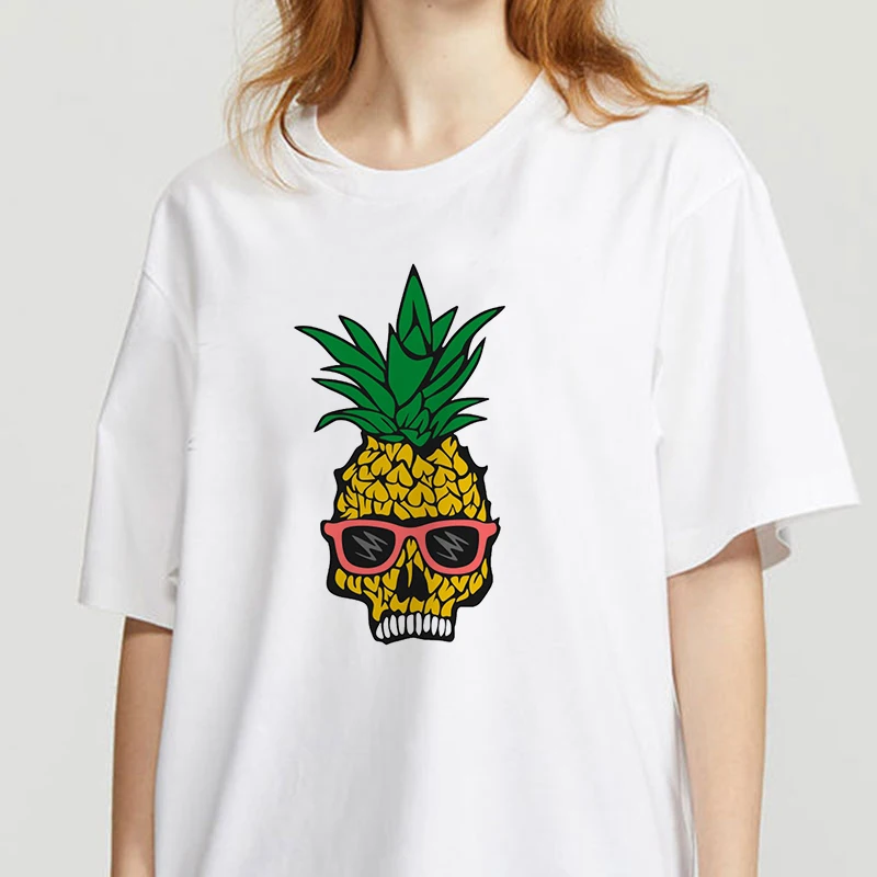 

2020 Summer Women T-shirt skull Theme Printed Tshirts Casual Tops Tee Harajuku 90s Vintage White tshirt Female Clothing