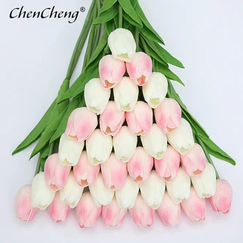 

CHENCHENG 31 Pieces / Lot Tulip Artificial Flower Real Touch Artificial Bouquet Fake Flower for Wedding Decoration Flowers Home