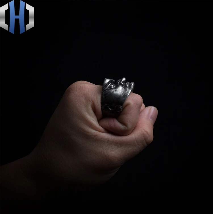 Original Handmade Silver 925 Silver Ring Dark Lux Punk Ring Male