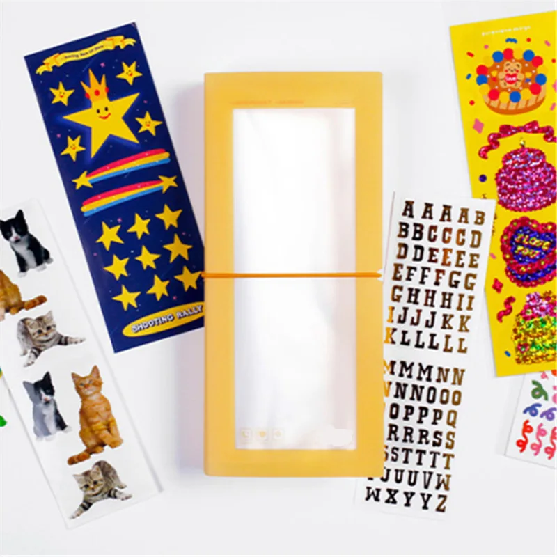 젤리 순수 컬러 30 Pcs PP 시트 사진 부스 앨범 2x6 인치 사진 스트립 스티커 북마크 컬렉션 도서 앨범