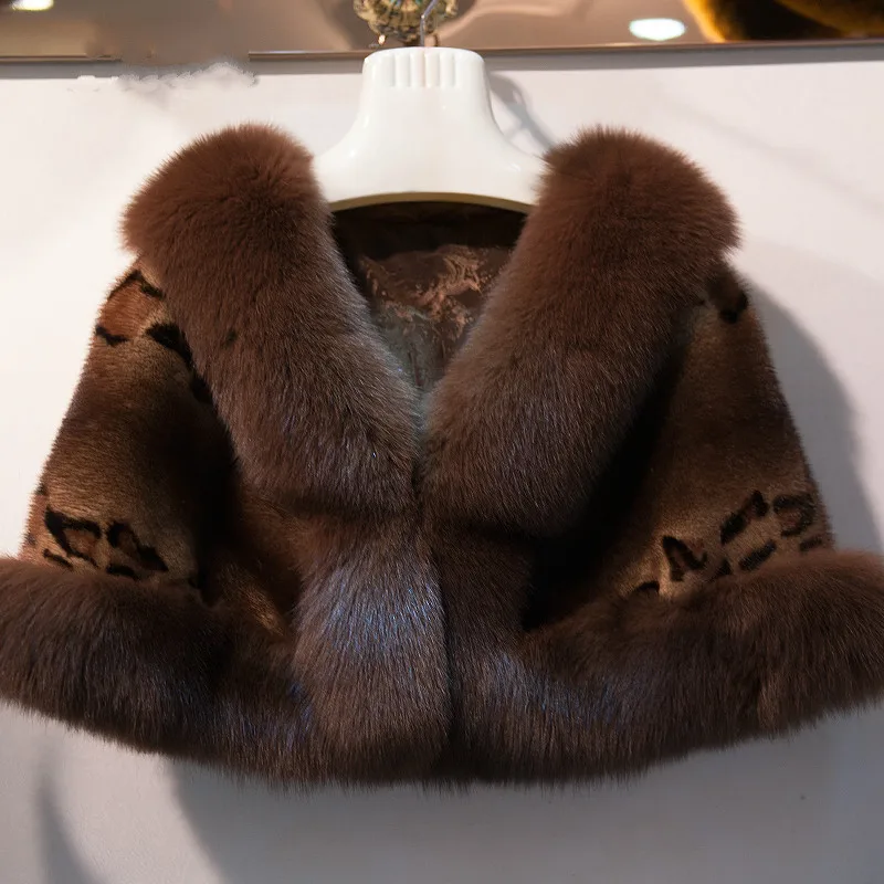 Luxury Women Ladies Winter Real Mink Fur Cape Shawl Genuine Fur Wedding Party Bride Wedding Dress Cape Warm