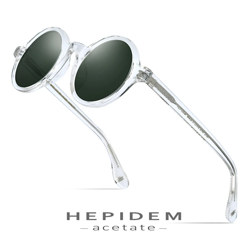 HEPIDEM ацетатные винтажные поляризационные солнцезащитные очки мужские Gregory Peck высококачественные прозрачные круглые солнцезащитные очки для женщин Ретро-оттенки ZOLMAN