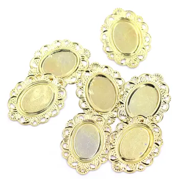 

Connector Oval Flower Lace Wraps Alloy Crafts For Pendants Embellishment Scrapbooking Bag Parts DIY Accessories 32mm