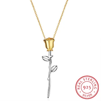 

Eternal Love Rose Flower Necklace Clavicle Chain 925 Sterling Silver Necklace For Women Valentine's Day Gift collares S-N294