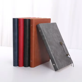 

Students Paperback Belt Buckle Notebook Pack PU Leather Faux Leather Notepad Business Hand Account Book Sub-