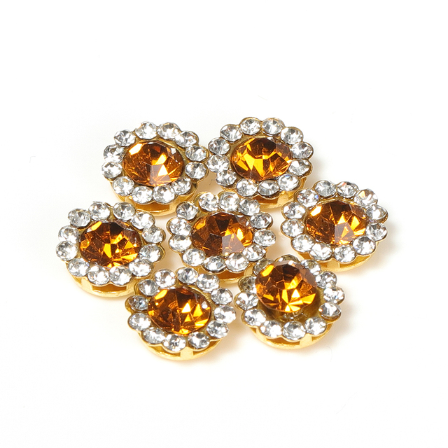 Glass Rhinestones Beads Czech Crystal Stones Gold Base Cabochon Sew on Beads for Bows DIY Jewelry Making Hair Accessories