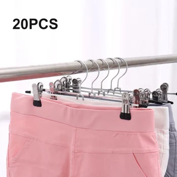 

20Pcs Clamp HangersStainless Steel Pants Racks Holder Clothing Wardrobe Hangers Clip Peg Trousers Clamp Hanger Holders Container