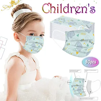 

Child Mask Cute Animal Cartoon Printed Disposable Face Mask Industrial 3Ply Protective Masks Breathable Antidust Kids Mask 50PCs