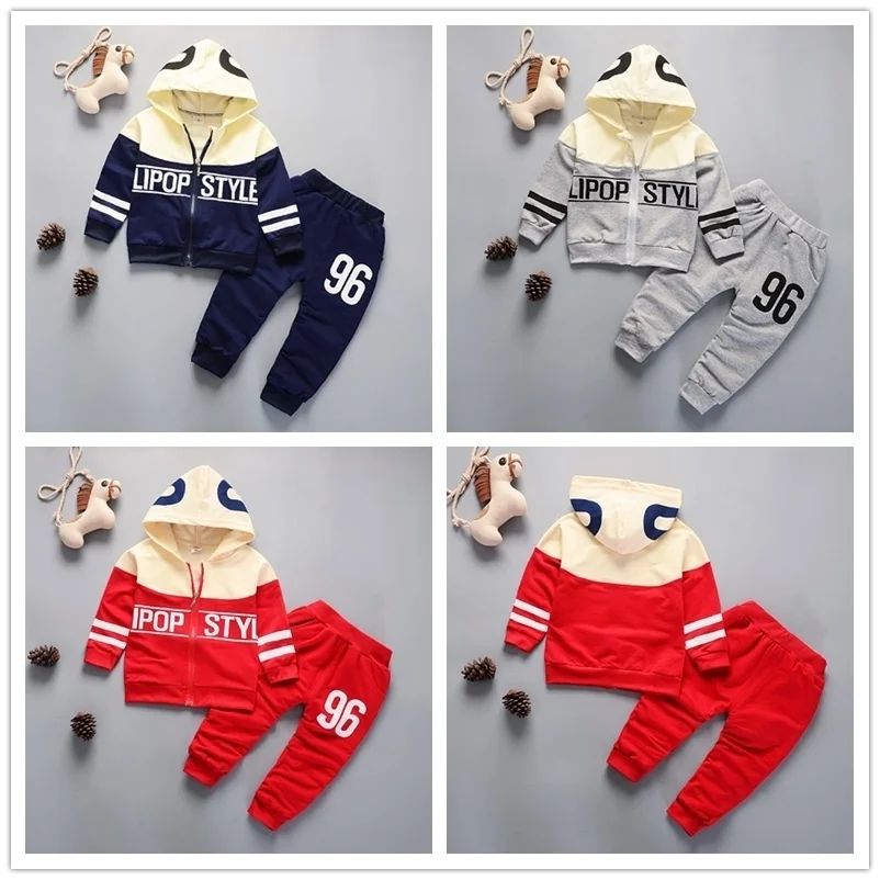 Fashion Spring Autumn Baby Girl Clothes Children Boys Casual Letter Jacket Pants 2Pcs/set Toddler Cotton Costume Kids Tracksuits