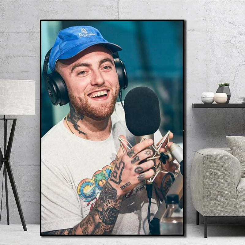Художественная Картина на холсте Mac Miller Постер музыкальной певицы для украшения интерьера|Рисование и