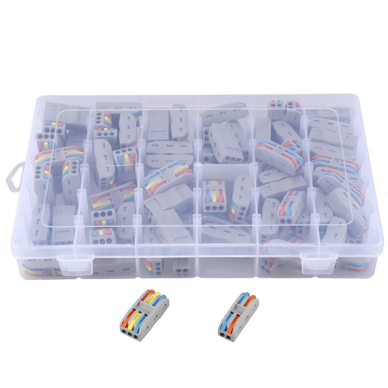 

90Pcs/Set Lever Nuts Conductor Compact Connectors Terminal Block Wire Push Cable Connector