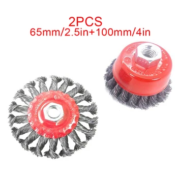 

2pcs KNOT WIRE WHEEL CUP BRUSH SET KIT FOR M14 ANGLE GRINDER 65/100mm