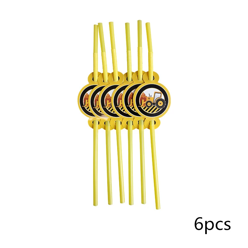 

Party supplies 6pcs Construction Vehicles Digger theme straws party decoration biodegradable paper straw tube eco friendly