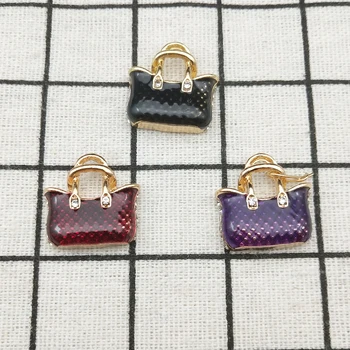 

10pcs enamel handbag charm jewelry accessories earring pendant bracelet necklace charms zinc alloy diy finding 20x20mm