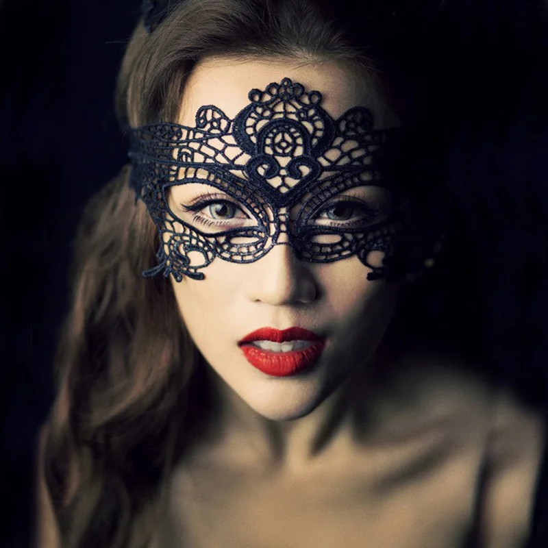 

Cosplay Party Sexy Costumes Sexy Accessories Hot Erotic Baby Doll Sexy Lingerie for Women Hollow Out Black Lace Mask Nightclub