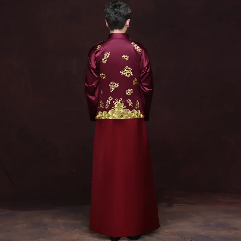 Vestido De Novio Hombre Smoking Smoking Masculino Dress Dragon Phoenix Gown Wedding Bridegroom Toast Jacket Tang Suit Xiuhe