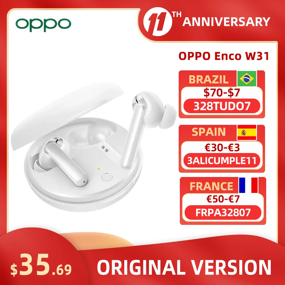 OPPO Enco W31 2020 Original TWS Bluetooth Earphones Low latency True Wireless In Ear headset For OPPO Find X2 OPPO Reno Ace