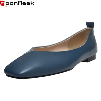 

MoonMeek 2020 New arrival comfortable women flats genuine leather ladies shoes summer shallow flat heel casual shoes