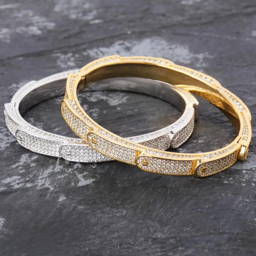 Новые персонализированные Твердые Iced Out мужские очаровательные браслеты браслет Iced Out золото серебро цвет браслеты Хип-хоп Bling ювелирные изделия подарки