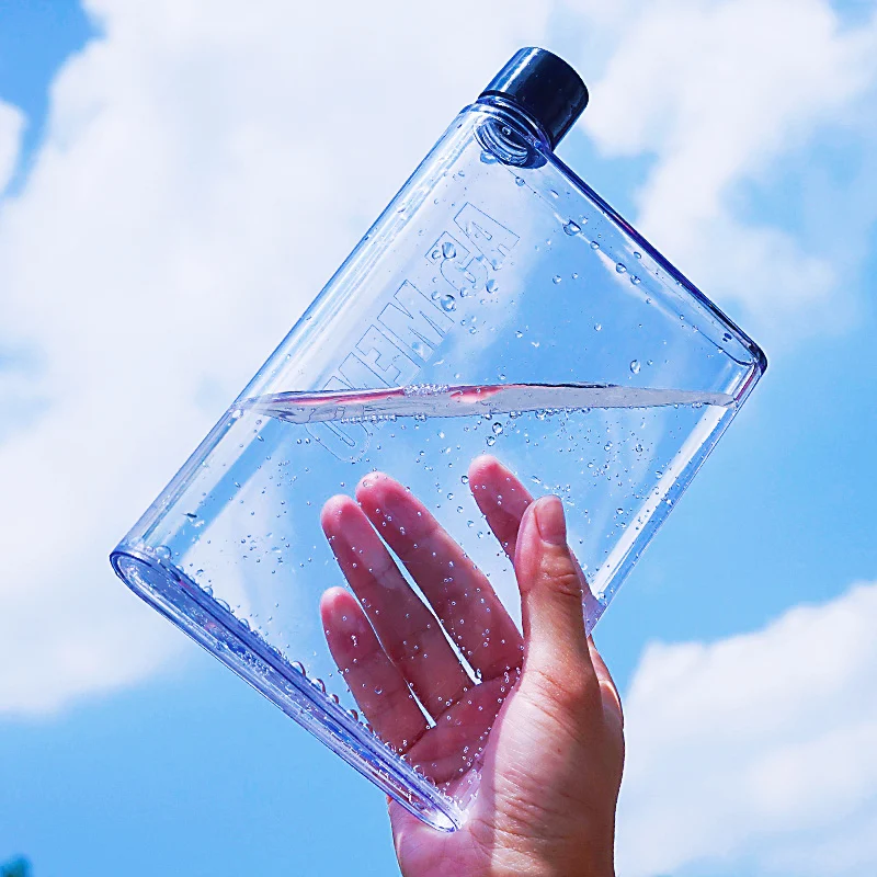 A5 A6 бумажная чашка Botlte плоская фляга для воды без BPA прозрачная книга портативная