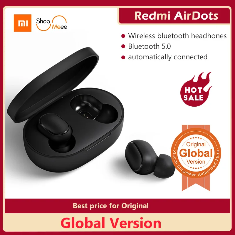 Xiaomi Redmi AirDots вкладыши Bluetooth 5,0 Зарядка Наушники Беспроводные бас стерео наушники с микрофоном Handsfree наушники AI управление