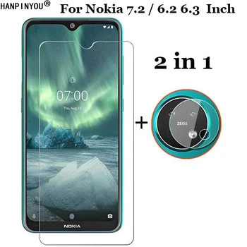 

2-in-1 Front Tempered Glass for Nokia 7.2 6.3" Soft Camera Lens Protection Film Screen Protector Guard for Nokia 6.2 Glass