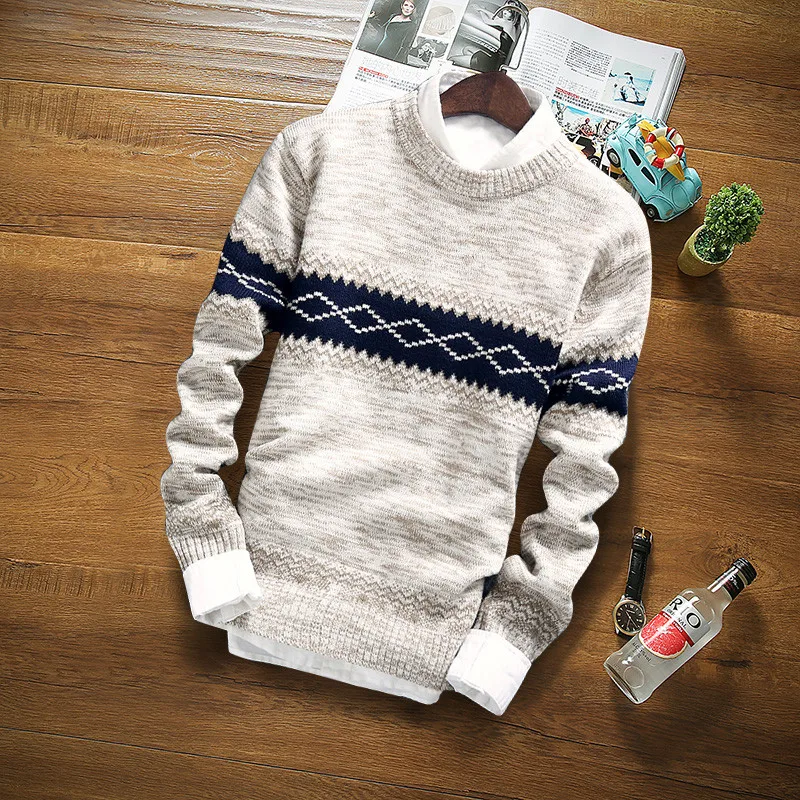 Zogaa зимний брендовый свитер, брендовый вязаный свитер с длинным рукавом и круглым вырезом, тонкая корейская модная одежда, мужской свитер, корейский стиль