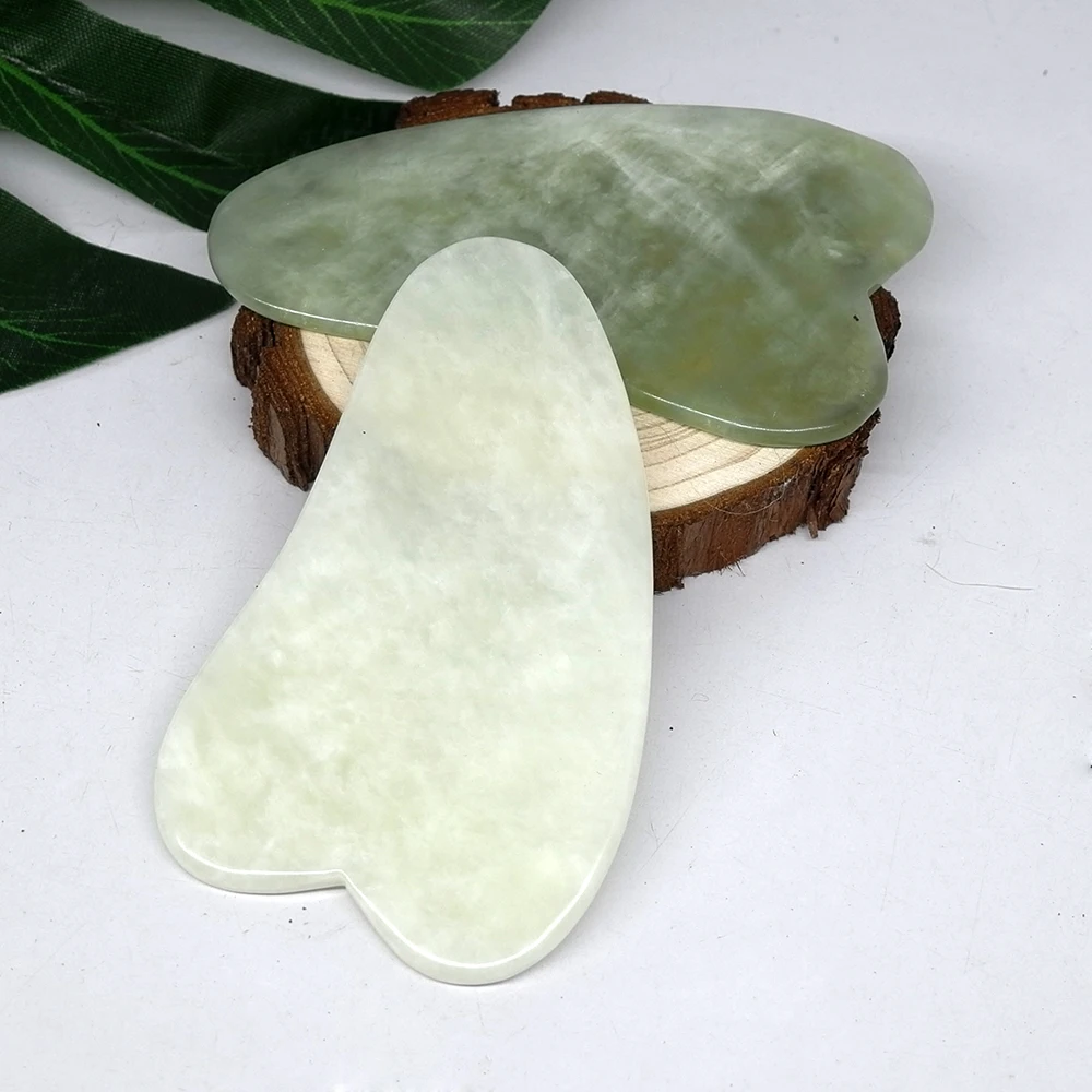 Jade Gua Sha соскабливающий массажер для тела, царапающийся камень Guasha, спа нефритовый скребок для лица, спины, забота о здоровье, против морщин