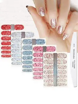

Glitter Nail Stickers DIY Nail Wraps Full Cover Nails Sticker Art Decorations Manicure Adhesive Nails Valentine Gift