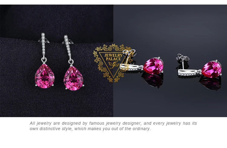 Серьги-капли с розовым сапфиром, 925 пробы серебряные серьги для женщин, корейские серьги с драгоценным камнем, модные ювелирные изделия
