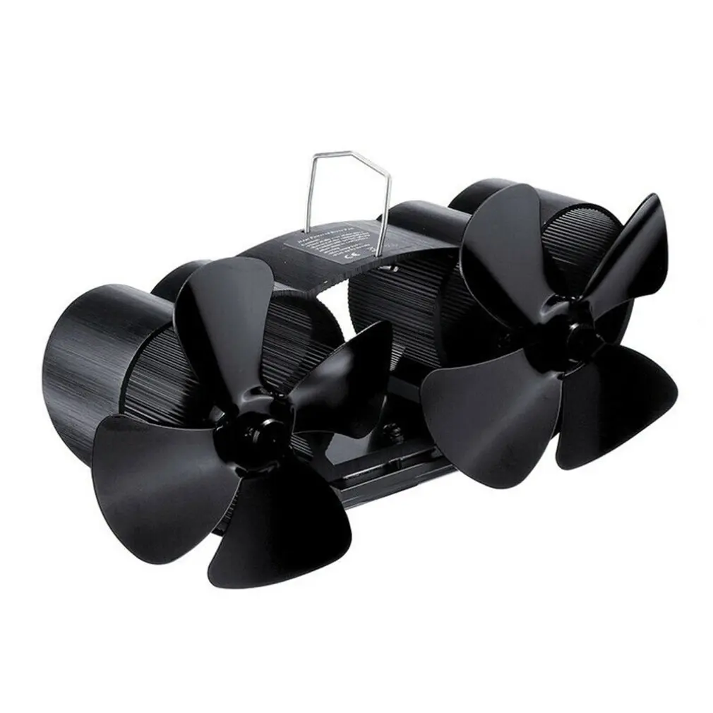 

Dual Head Wall Mounted Stove Fan 8 Blade Fireplace Fan Heat Powered Wood Burner Eco Fan Home Efficient Heat Distribution
