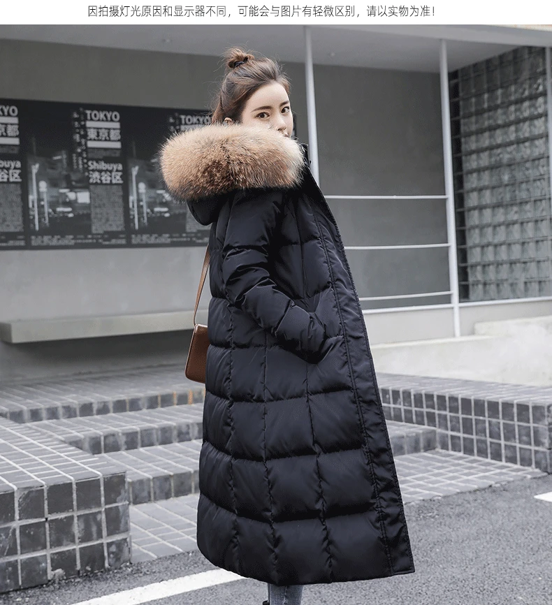 Роскошные женские пуховые пальто с меховым воротником miegofce зимняя верхняя одежда повседневная теплая верхняя одежда топ бренды куртки размера плюс черный длинный тонкий