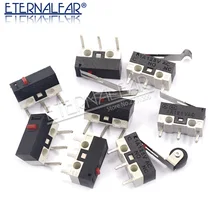 Interruptor momentáneo de botón de Interruptor de Límite Micro, interruptor de ratón de CA de 1A 125V, 3 pines, palanca con rodillo de bisagra, brazo SPDT 12*6*6mm