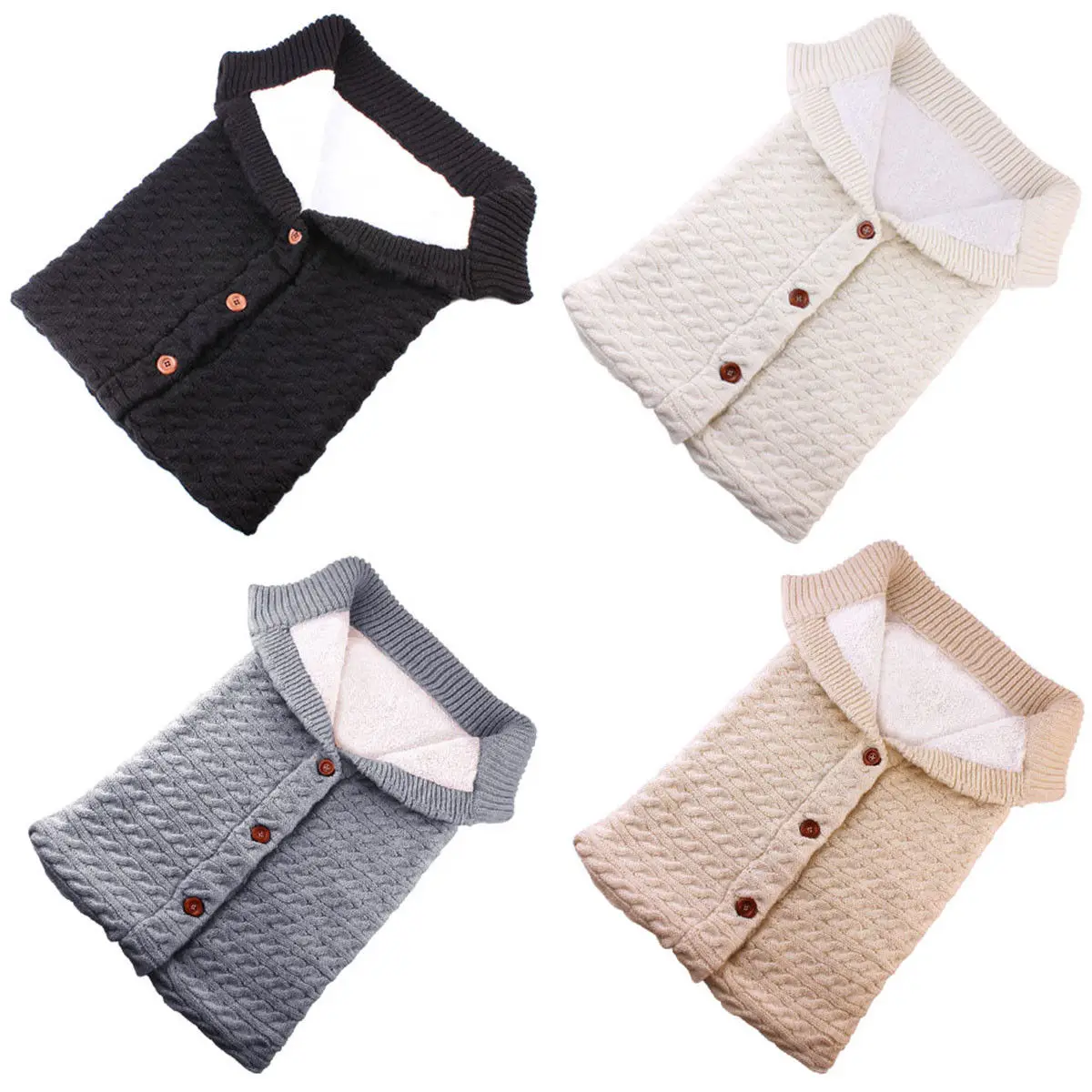 Детские зимние теплые спальные мешки кнопка для детской одежды вязанные пеленки обертывание пеленание коляска обертывание Малыша Одеяло для сна сумки