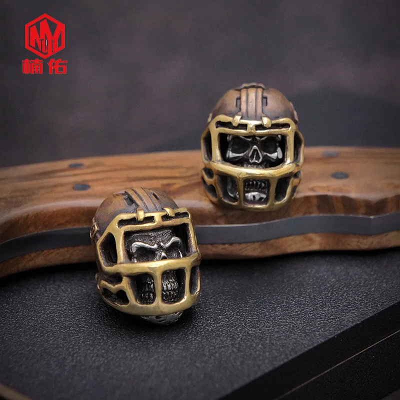 1PC Skull Rugby Hat Football cap Reteo Bronze Tibetan Silver EDC Paracord Beads Umbrella Rope Cord Lanyard Pendants Knife Beads