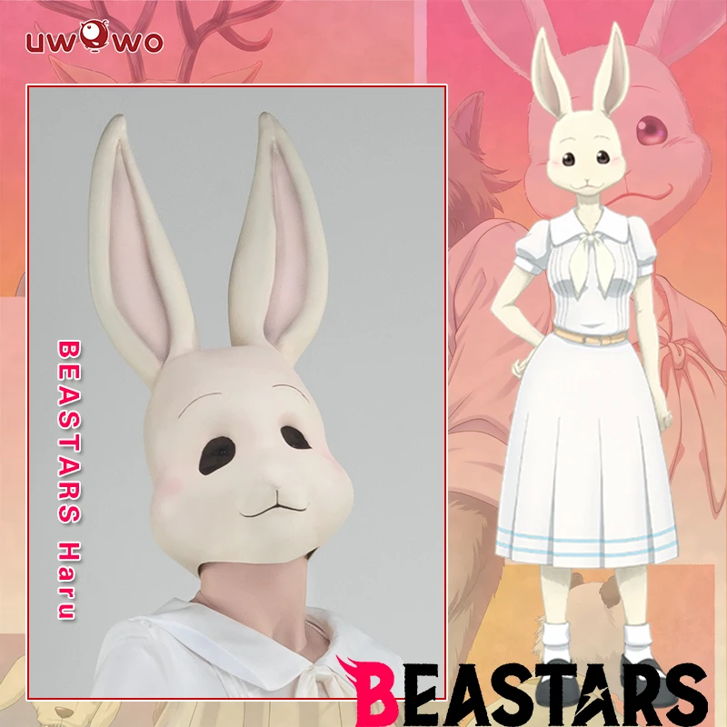 Предпродажа UWOWO аниме Beastars Haru Косплей головные уборы Униформа белый кролик