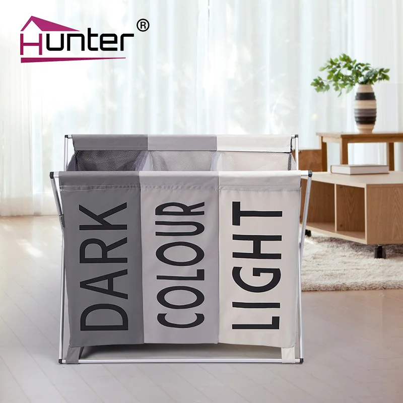 

Foldable Oxford Cloth Laundry Basket Storage Box Upgrade Section Three Grid Clothes Storage Basket Export Europe And America Lau