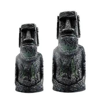 

Resin Ancient Easter Island Stone Head Statue Aquarium Ornament Fish Tank Decor Supply