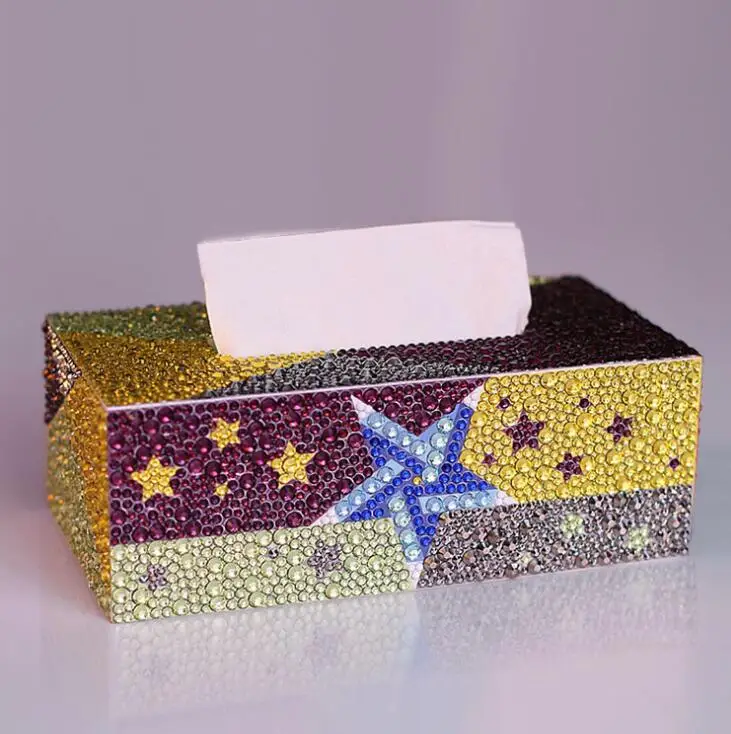 DIY Plum blossom Special shape Diamond painting tissue box storage box jewelry box diamond embroidery cross stitch home decor - Цвет: 23x12x8CM