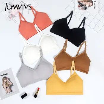 

TOMVIVS Sexy Strapless Bras for Women Wire Free Solid Color Brassiere Female Comfortable Cup One-Piece Bra Women Sexy Lin
