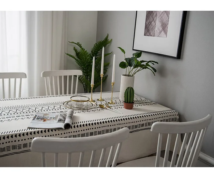 Декоративная белая скатерть CANIRICA, льняная скатерть, скатерть для обеденного стола, геометрическое покрытие для украшения дома, прямоугольная скатерть