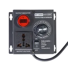 EU Plug AC220V 4KW SCR Adjustable Voltage Dimmer Light Temperature Motor Power Fan Speed Controller