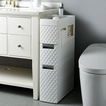 

18cm toilet caulking shelf Plastic floor type multi-layer toilet gap frame storage cabinet drawer organizer drawer divider