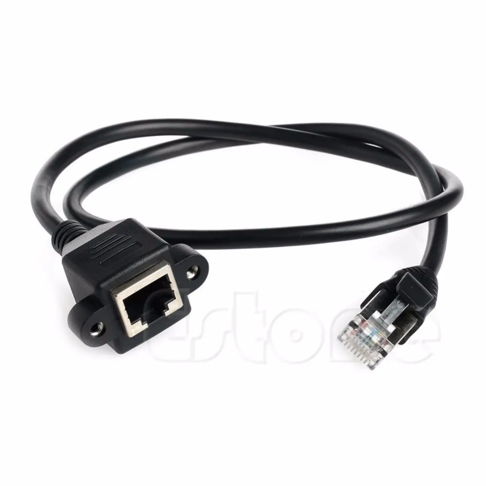 Новинка 0,6 м Ethernet Интернет сеть LAN RJ45 мужчин и женщин удлинитель кабель черный 1 шт
