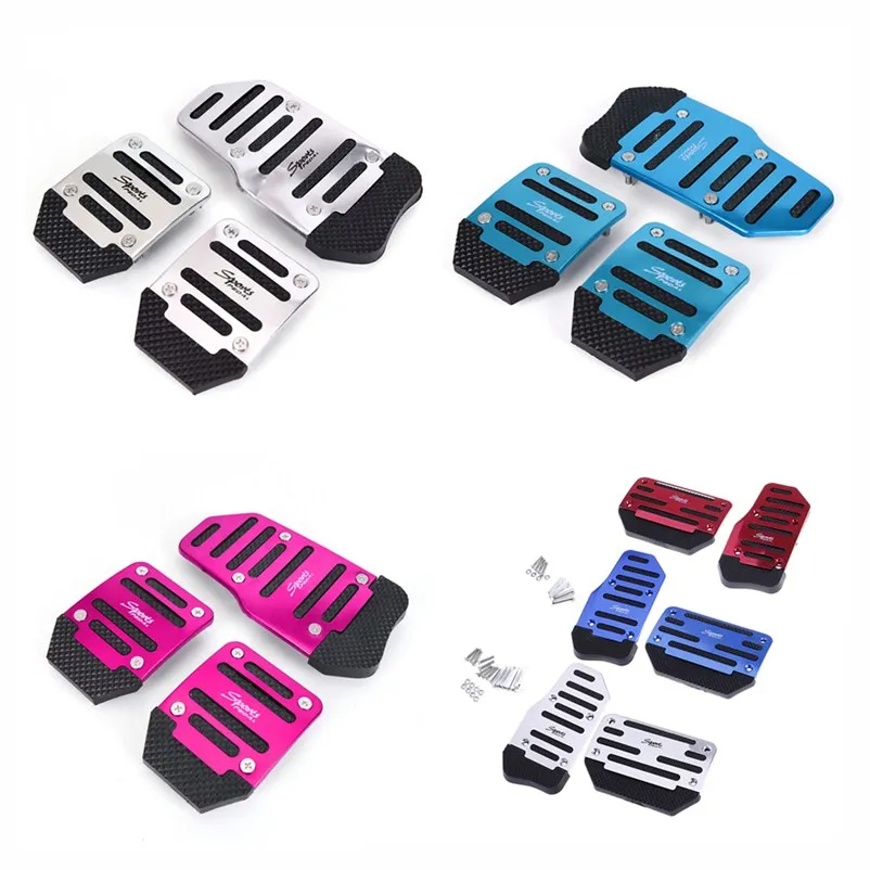 

3/2pcs Aluminium Alloy Foot Treadle Cover Pad Car Auto Vehicle Non-slip Pedal Blue Car Accessories