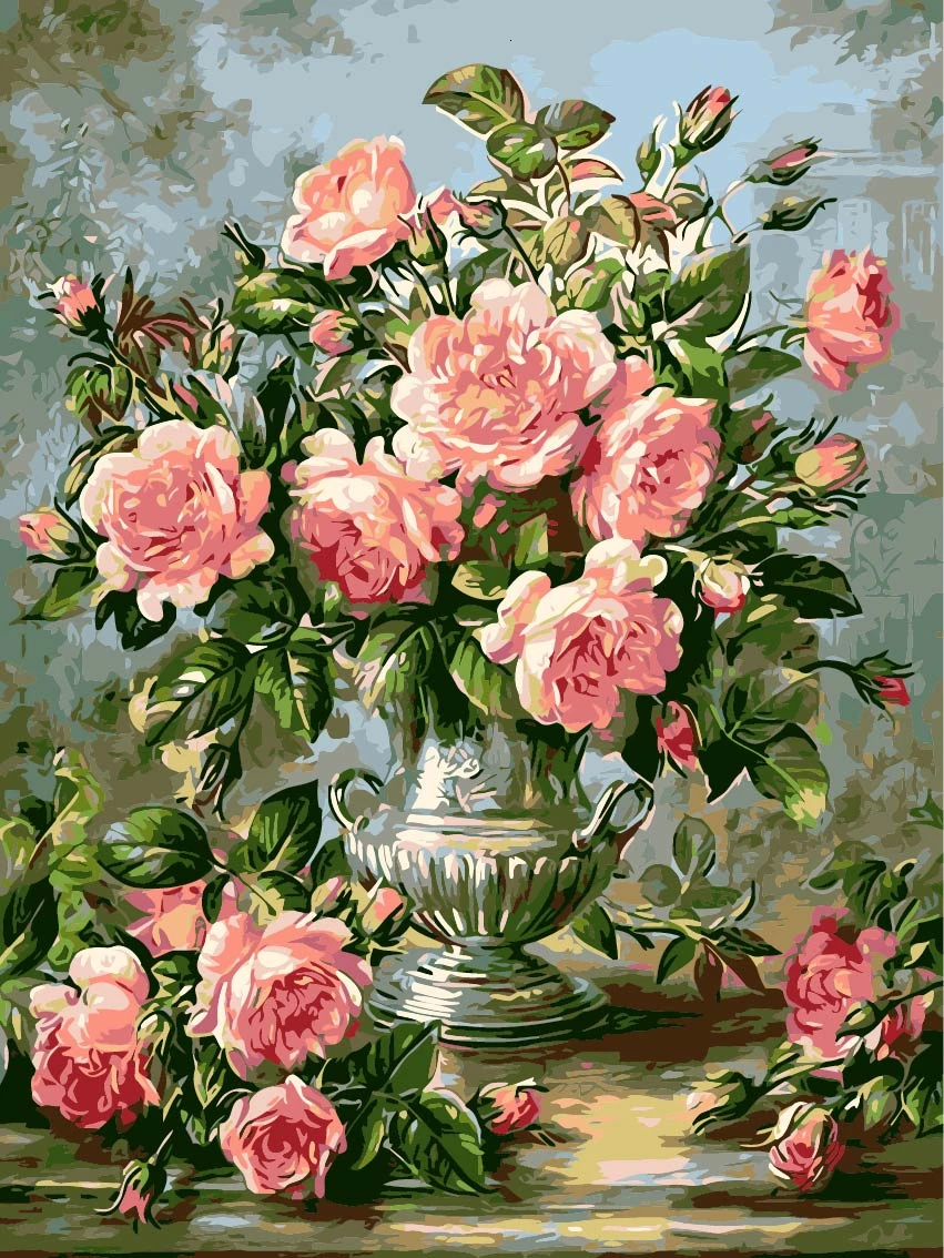 HUACAN картины по номерам Цветок акриловая ручная роспись живопись рисунок на холсте украшение дома подарок - Цвет: SZHC2262