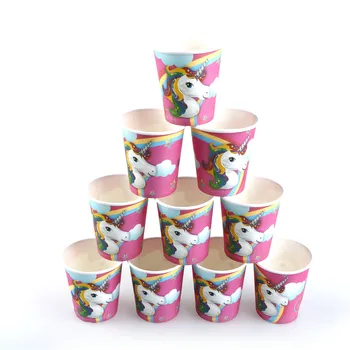 

10pcs/lot Cartoon Unicorn Paper Cups Disposable Kids Birthday Party Wedding Decoration Supplies 7.5*7.5*8.5cm