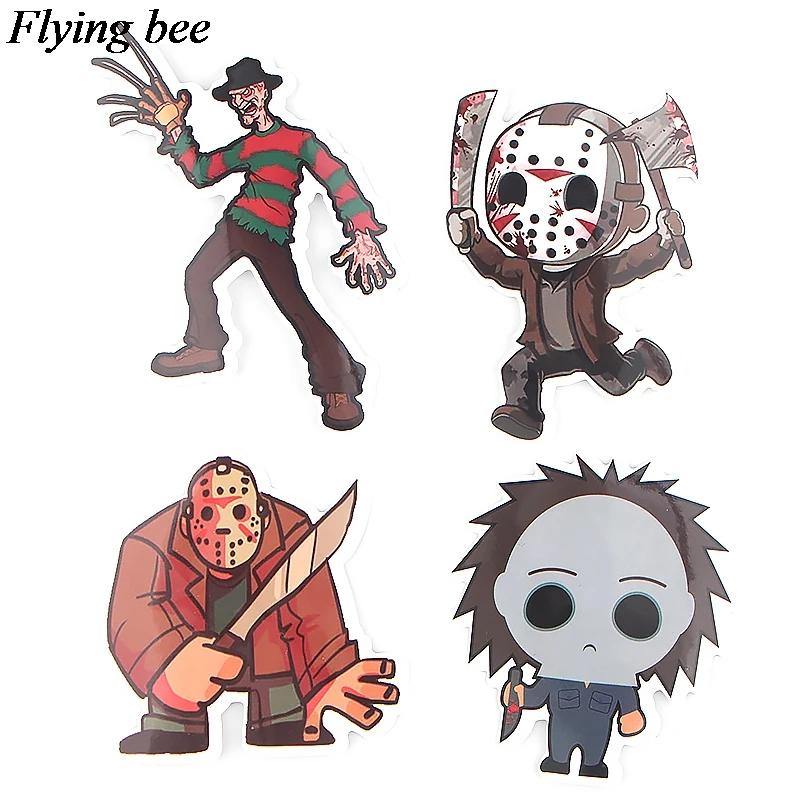 Flyingbee 35 шт. серия ужасов Jason Voorhees стикер Freddy Krueger наклейка s для DIY багажа Стикеры для автомобиля ноутбука наклейки X0633